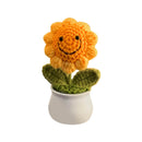 Cute Crochet Flowers Handmade Potted Sunflower Tulip Home Decor Car Dashboard Ornaments Gifts for Women Girls