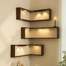 Space Saving 90 Degree Corner Wall Shelf Wall Mounted Floating Shelf Corner Bookshelf Suspended Wooden Display Shelf Home