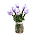 Glass Flower Bouquet with Vase Hand-Blown Mini Flower Decoration Home Living Room Handmade Simulation Floral Ornament Stem 90%