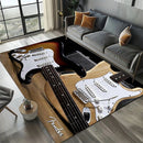 Rock Roll Rug Instrument Themed Carpet, 3D Fender Mat Plush Pile, Non-Slip Music Decor for Sofa Area Studio Bedroom Decor