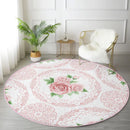 Red Rose Round Rug Red Rose Round Rug Non-Slip Carpet Rug Turf Line Round Carpet Soft Non-Slip Floor Mat for Living Room Bedroom