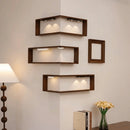 Space Saving 90 Degree Corner Wall Shelf Wall Mounted Floating Shelf Corner Bookshelf Suspended Wooden Display Shelf Home