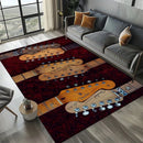 Rock Roll Rug Instrument Themed Carpet, 3D Fender Mat Plush Pile, Non-Slip Music Decor for Sofa Area Studio Bedroom Decor