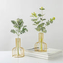 Ornamental Wrought Iron Gold Flower Vase Hollow Design for Home Living Room Decor Artificial Dried Floral Arrangement Container