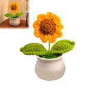 Cute Crochet Flowers Handmade Potted Sunflower Tulip Home Decor Car Dashboard Ornaments Gifts for Women Girls