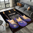 Rock Roll Rug Instrument Themed Carpet, 3D Fender Mat Plush Pile, Non-Slip Music Decor for Sofa Area Studio Bedroom Decor