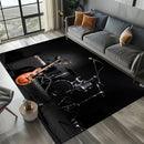 Rock Roll Rug Instrument Themed Carpet, 3D Fender Mat Plush Pile, Non-Slip Music Decor for Sofa Area Studio Bedroom Decor