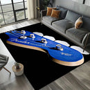 Rock Roll Rug Instrument Themed Carpet, 3D Fender Mat Plush Pile, Non-Slip Music Decor for Sofa Area Studio Bedroom Decor