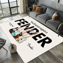 Rock Roll Rug Instrument Themed Carpet, 3D Fender Mat Plush Pile, Non-Slip Music Decor for Sofa Area Studio Bedroom Decor