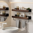 Wood Aluminum Material Bathroom Shelf Organizer Corner Shelf Shampoo Storage Shelf Shower Wall Rack Bathroom Organizer Accessory