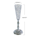 1Pcs Wedding Centerpiece Table Decorations -Silver Vase for Centerpieces with Chandelier Crystals,Wedding Metal Flower Stand