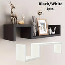 S-Shaped Floating Wall Shelf Black/White Modern Minimalist Floating Bookcase Wall-Mounted Storage Shelf Room Office Home Decor