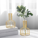 Ornamental Wrought Iron Gold Flower Vase Hollow Design for Home Living Room Decor Artificial Dried Floral Arrangement Container
