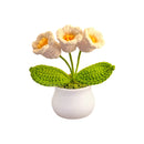 Cute Crochet Flowers Handmade Potted Sunflower Tulip Home Decor Car Dashboard Ornaments Gifts for Women Girls
