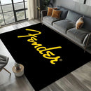 Rock Roll Rug Instrument Themed Carpet, 3D Fender Mat Plush Pile, Non-Slip Music Decor for Sofa Area Studio Bedroom Decor