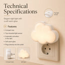 Cloud Shaped LED Nightlight with Light Sensor Plug in Automatic on Off Lamp for Children Room Hallway Stairway