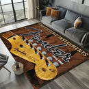 Rock Roll Rug Instrument Themed Carpet, 3D Fender Mat Plush Pile, Non-Slip Music Decor for Sofa Area Studio Bedroom Decor
