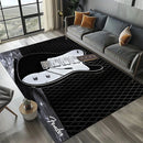 Rock Roll Rug Instrument Themed Carpet, 3D Fender Mat Plush Pile, Non-Slip Music Decor for Sofa Area Studio Bedroom Decor