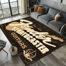 Rock Roll Rug Instrument Themed Carpet, 3D Fender Mat Plush Pile, Non-Slip Music Decor for Sofa Area Studio Bedroom Decor
