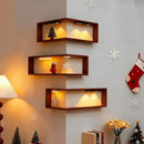 Space Saving 90 Degree Corner Wall Shelf Floating Shelf Suspended Corner Bookshelf Wall Mounted Wooden Display Shelf Home
