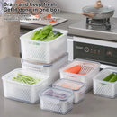 Refrigerator Storage Box Fridge Organizer Fresh Vegetable Fruit Container Drain Basket Pantry Kitchen Supplies