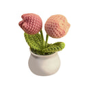 Cute Crochet Flowers Handmade Potted Sunflower Tulip Home Decor Car Dashboard Ornaments Gifts for Women Girls
