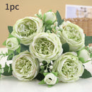 30cm Rose Pink Silk Bouquet Peony Artificial Flower 5 Big Head 4 Small Bud Bride Wedding Home Decoration Artificial Flower