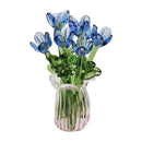 Glass Flower Bouquet with Vase Hand-Blown Mini Flower Decoration Home Living Room Handmade Simulation Floral Ornament Stem 90%