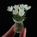 Glass Flower Bouquet with Vase Hand-Blown Mini Flower Decoration Home Living Room Handmade Simulation Floral Ornament Stem 90%