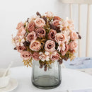 Artificial Flowers Silk Rose Christmas Home Vase Decor Bonsai Wedding Bridal Bouquets Courtyard Festival Party Diy Gift Hot Sale