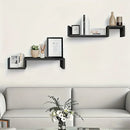 S-Shaped Floating Wall Shelf Black/White Modern Minimalist Floating Bookcase Wall-Mounted Storage Shelf Room Office Home Decor