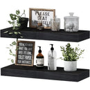 Floating Shelves Wall-Mounted Wood Shelf Decor for Bathroom Storage Rack Thick Wall Kitchen Bookshelf Organizer Black