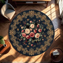 Red Rose Round Rug Red Rose Round Rug Non-Slip Carpet Rug Turf Line Round Carpet Soft Non-Slip Floor Mat for Living Room Bedroom