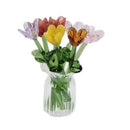 Glass Flower Bouquet with Vase Hand-Blown Mini Flower Decoration Home Living Room Handmade Simulation Floral Ornament Stem 90%