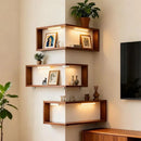 Space Saving 90 Degree Corner Wall Shelf Wall Mounted Floating Shelf Corner Bookshelf Suspended Wall Hanging Storage Rack Home