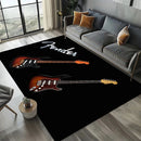 Rock Roll Rug Instrument Themed Carpet, 3D Fender Mat Plush Pile, Non-Slip Music Decor for Sofa Area Studio Bedroom Decor