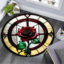 Red Rose Round Rug Red Rose Round Rug Non-Slip Carpet Rug Turf Line Round Carpet Soft Non-Slip Floor Mat for Living Room Bedroom