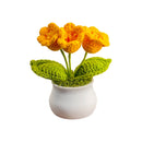 Cute Crochet Flowers Handmade Potted Sunflower Tulip Home Decor Car Dashboard Ornaments Gifts for Women Girls