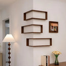 Space Saving 90 Degree Corner Wall Shelf Wall Mounted Floating Shelf Corner Bookshelf Suspended Wooden Display Shelf Home